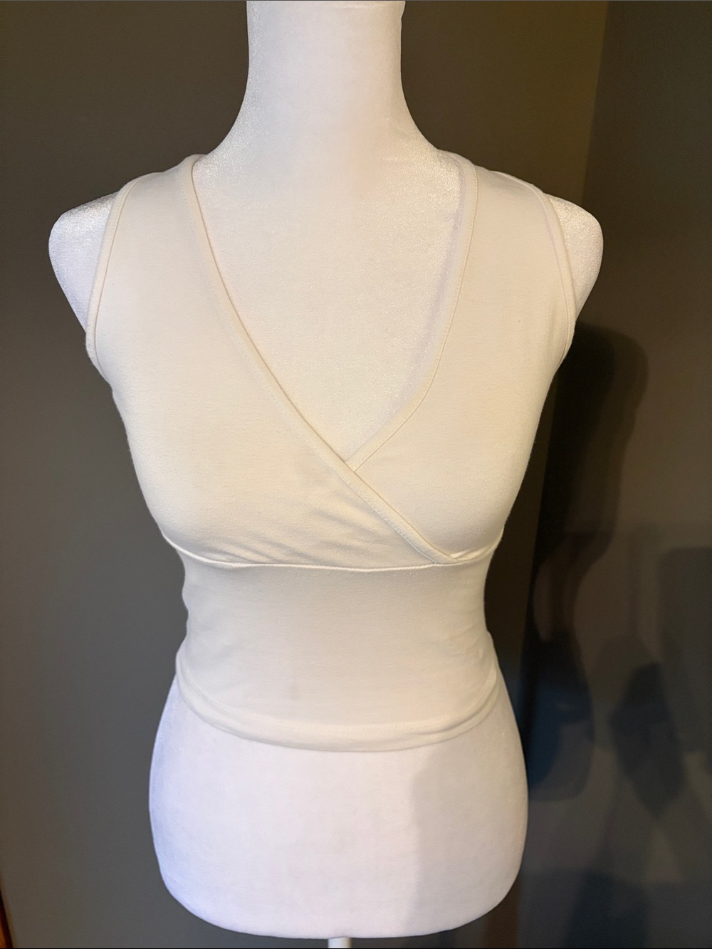 Cream Wrap-Front Women's Crop Top